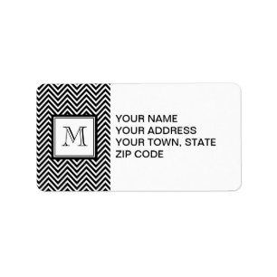 UW MONOGRAM, ZWARTE CHEVRON ETIKET