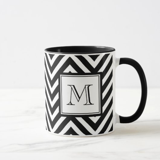 UW MONOGRAM, ZWARTE CHEVRON MOK (Rechts)