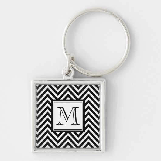 UW MONOGRAM, ZWARTE CHEVRON SLEUTELHANGER (Voorkant)