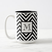 UW MONOGRAM, ZWARTE CHEVRON TWEEKLEURIGE KOFFIEMOK (Links)