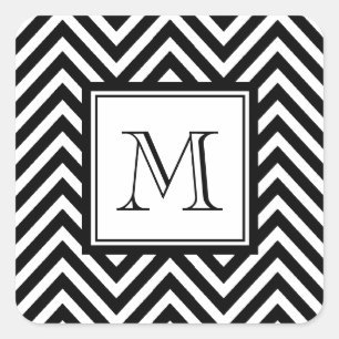 UW MONOGRAM, ZWARTE CHEVRON VIERKANTE STICKER
