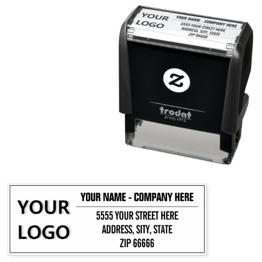 Uw naam adres stempel voorbeeld met logo of foto (In situ)