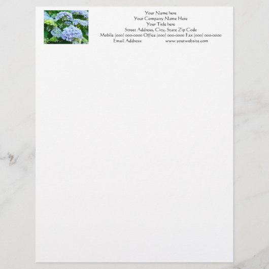 Uw Naam Briefhoofd Adres Telefoon Hydrangea's (Voorkant)