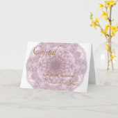 Uw Naam Custom Kristal Roze Kwarts Kaart (Gele Bloem)