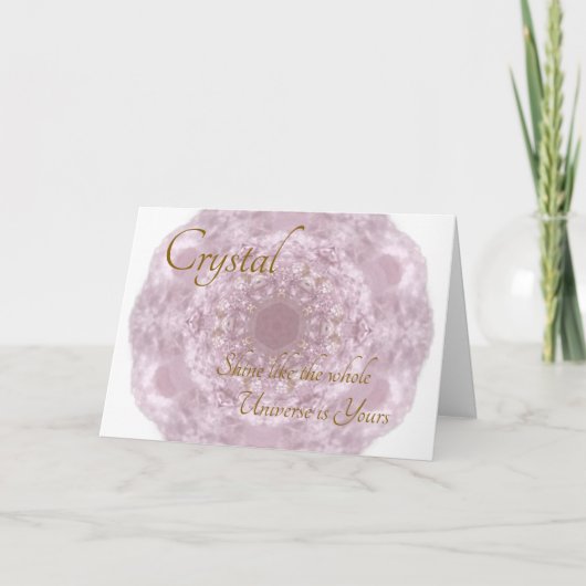 Uw Naam Custom Kristal Roze Kwarts Kaart (Voorkant)