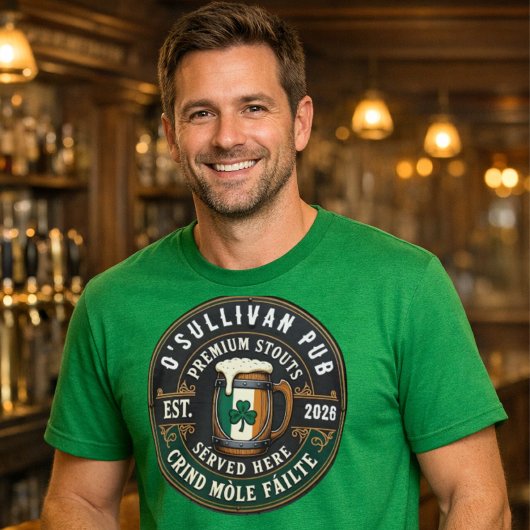 Uw naam Ierse Pub Aangepaste St. Patrick's Day T-shirt