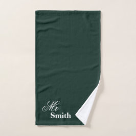 Uw naam meneer Smit Witte typografie Groen Handdoek