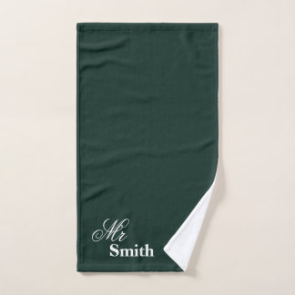 Uw naam meneer Smit Witte typografie Groen Handdoek
