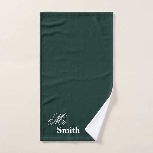 Uw naam meneer Smit Witte typografie Groen Handdoek (Handdoek)