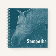 Uw naam Modern Paard Wit op Blauw Groen Turquoise