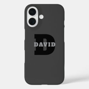 Uw naam of bedrijfsnaam Modern mannelijk grijs iPhone 16 Hoesje