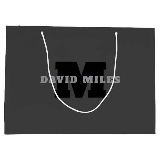 Uw naam of bedrijfsnaam | Modern mannelijk grijs Groot Cadeauzakje (Achterkant)