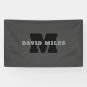 Uw naam of bedrijfsnaam | Modern mannelijk grijs Spandoek (Horizontaal)