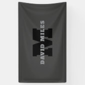 Uw naam of bedrijfsnaam | Modern mannelijk grijs Spandoek (Verticaal)