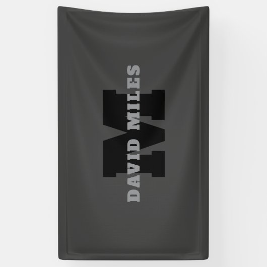 Uw naam of bedrijfsnaam | Modern mannelijk grijs Spandoek (Verticaal)