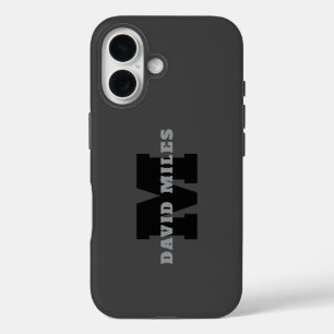 Uw naam of bedrijfsnaam Modern mannelijke grijs iPhone 16 Hoesje