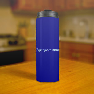 Uw naam op blauwe tumbler thermosbeker