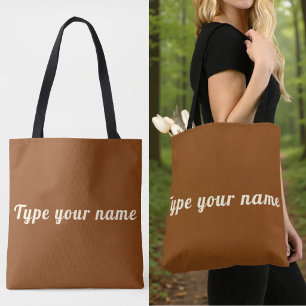 Uw naam op bruine boodschappentas tote bag