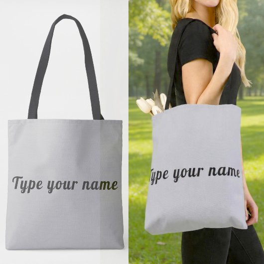 Uw naam op grijze boodschappentas tote bag