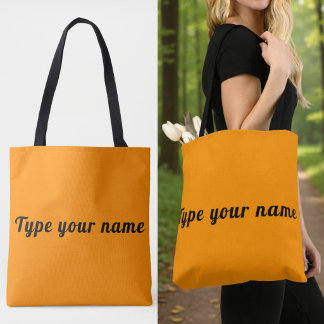 Uw naam op oranje boodschappentas tote bag