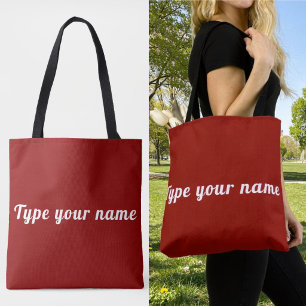 Uw naam op rode boodschappentas tote bag