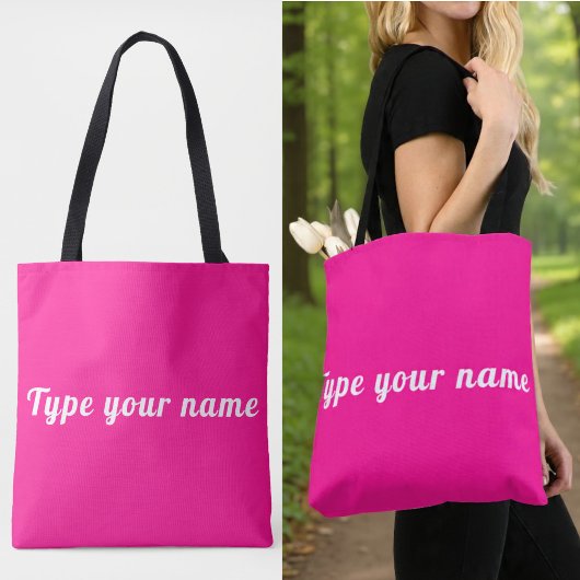 Uw naam op roze boodschappentas tote bag