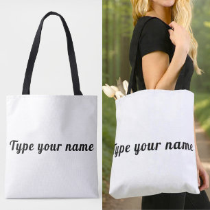 Uw naam op witte boodschappentas tote bag