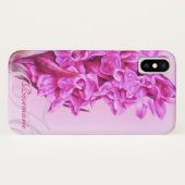 Uw naam Orchidee bloem roze iphone hoes (Achterkant (horizontaal))