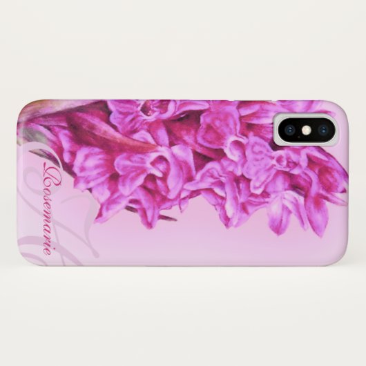 Uw naam Orchidee bloem roze iphone hoes (Achterkant (horizontaal))