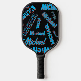 Uw naam patroon monogram blauw rood zwart kleur pickleball paddle