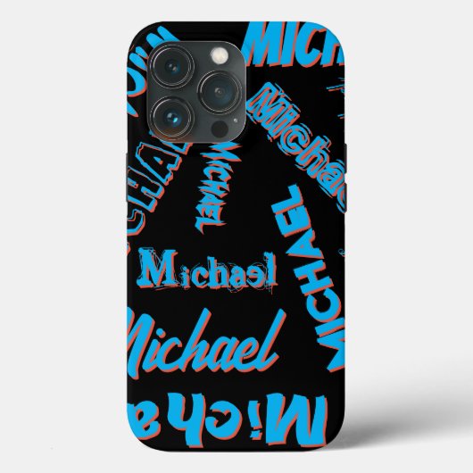 Uw naam patroon monogram blauwe rode zwarte kleur Case-Mate iPhone case (Achterkant)