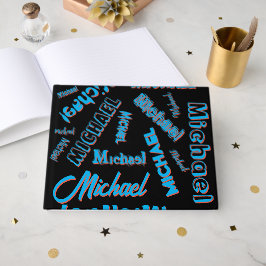 Uw naam patroon monogram blauwe rode zwarte kleur gastenboek