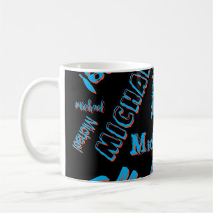 Uw naam patroon monogram blauwe rode zwarte kleur koffiemok