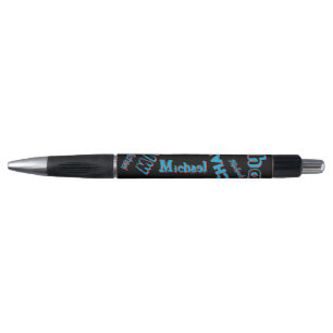 Uw naam patroon monogram blauwe rode zwarte kleur pen