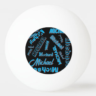 Uw naam patroon monogram blauwe rode zwarte kleur pingpongbal
