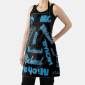 Uw naam patroon monogram blauwe rode zwarte kleur schort (Insitu)