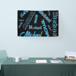 Uw naam patroon monogram blauwe rode zwarte kleur spandoek