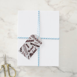 Uw naam patroon monogram roos kleur schaduw cadeaulabel