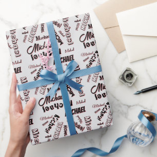 Uw naam patroon monogram roos kleur schaduw cadeaupapier