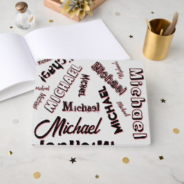 Uw naam patroon monogram roos kleur schaduw gastenboek