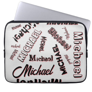 Uw naam patroon monogram roos kleur schaduw laptop sleeve