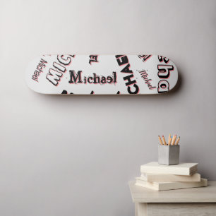 Uw naam patroon monogram roos kleur schaduw persoonlijk skateboard