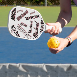 Uw naam patroon monogram roos kleur schaduw pickleball paddle