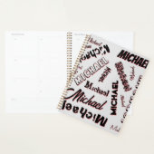 Uw naam patroon monogram roos kleur schaduw planner (Display)