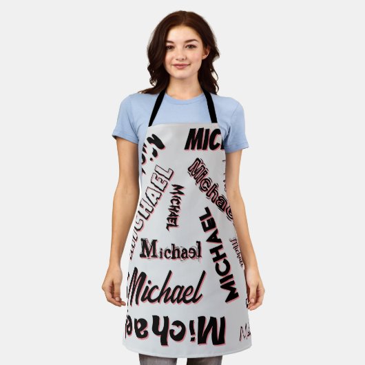 Uw naam patroon monogram roos kleur schaduw schort (Gedragen)