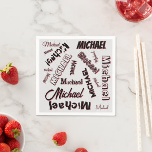 Uw naam patroon monogram roos kleur schaduw servet
