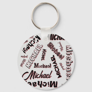 Uw naam patroon monogram roos kleur schaduw sleutelhanger