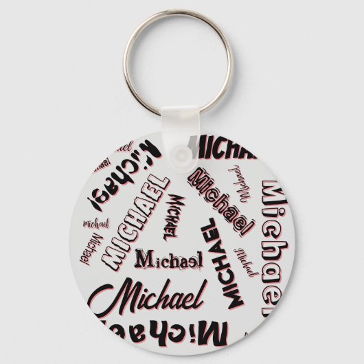 Uw naam patroon monogram roos kleur schaduw sleutelhanger (Voorkant)