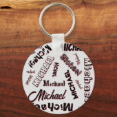 Uw naam patroon monogram roos kleur schaduw sleutelhanger (Voorkant)
