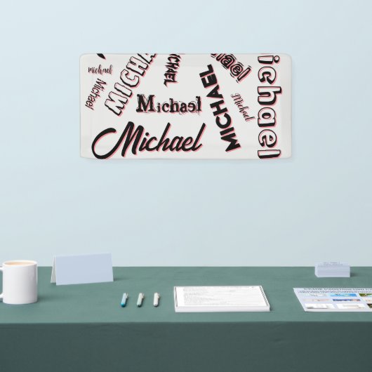 Uw naam patroon monogram roos kleur schaduw spandoek (Beurs)